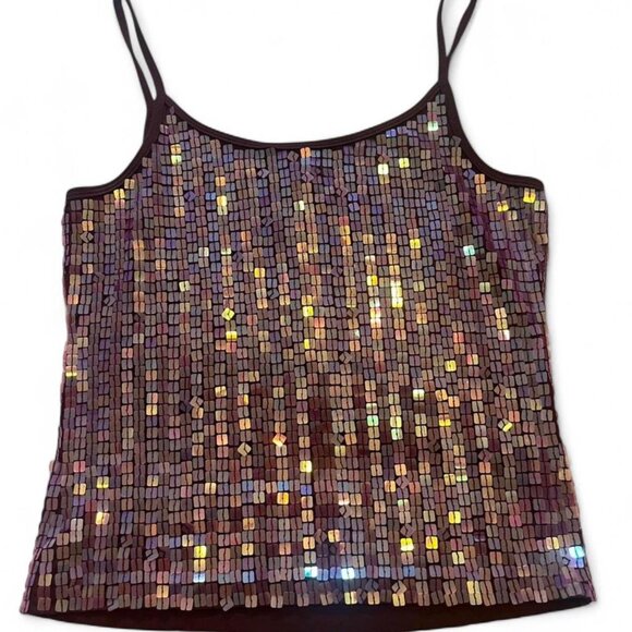 Bebe Purple Sequin Cropped Tank Top - Picture 2 of 3